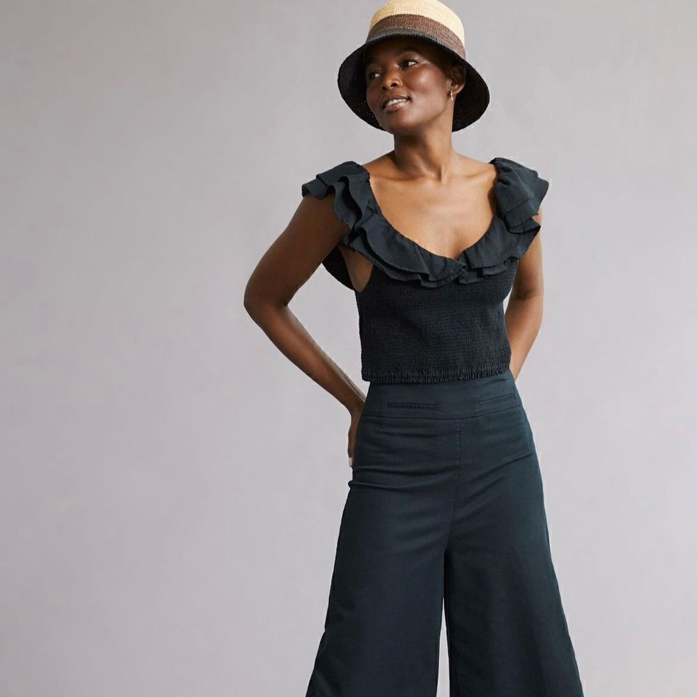 Anthropologie | Maeve Ruffled Smocked Top | Size: 4 | Color: Black - Picture 4 of 4
